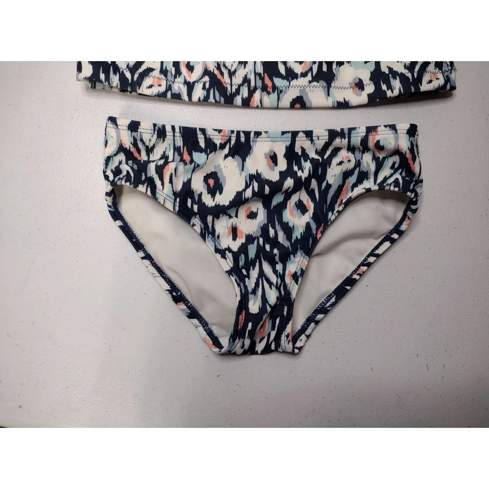 OshKosh Bgosh Girls 6/6X Tankini Swimsuit Set Navy Ikat Floral 2-Piece